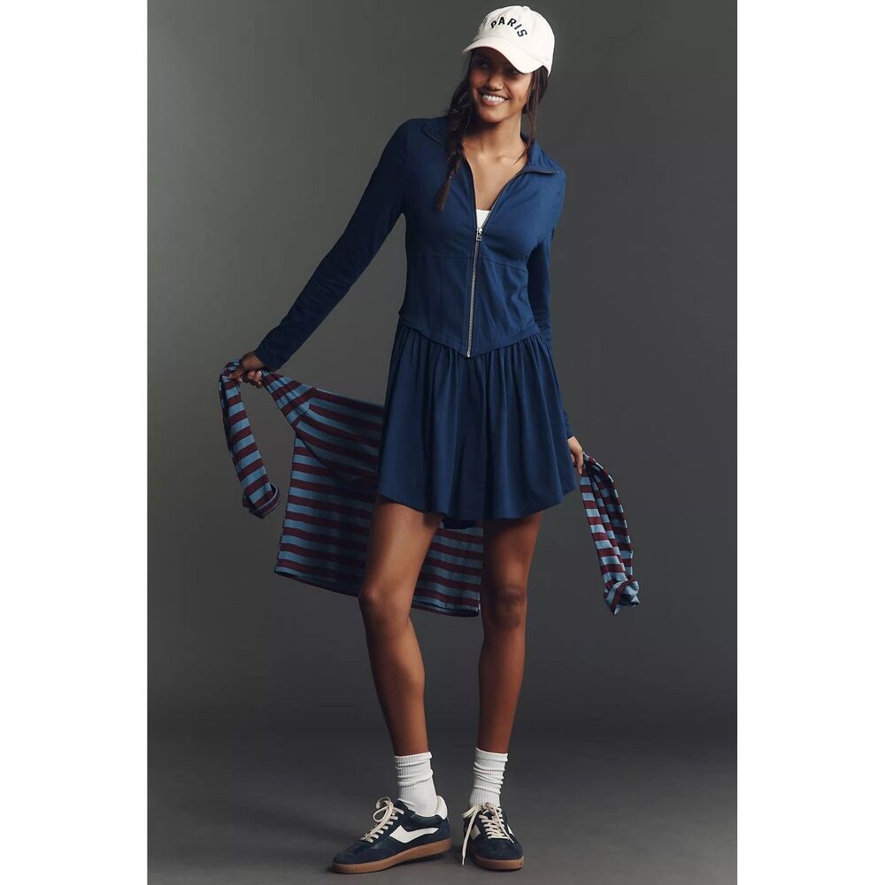 Daily Practice By Anthropologie Taylor Long-Sleeve Zip-Front Mini Dress M 284599